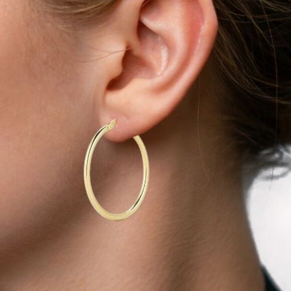 ROBERTO COIN DESIGNER GOLD THE PERFECT HOOP MEDIUM 18KYG EARRINGS Retail $1330 - Picture 6 of 7